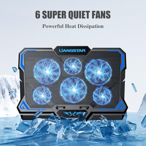 Laptop Cooling Pad, Laptop Cooler with 6 Quiet Led Fans for 15.6-17 Inch Laptop Cooling Fan Stand, Portable Ultra Slim USB Powered Gaming Laptop Cooling Pad, Switch Control Fan Speed Function