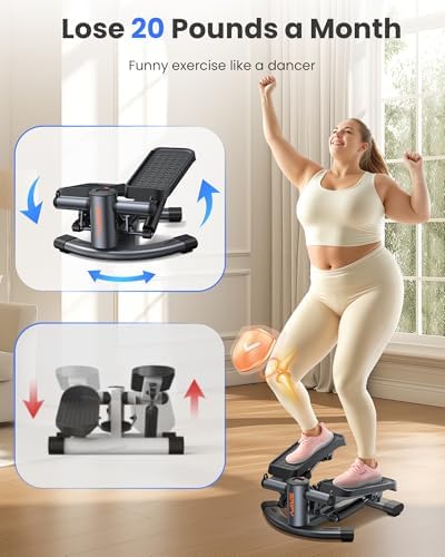 SPORTSROYALS Stair Stepper,Twist/Mini Stepper for Exercise at Home,Step Machine with Resistance Bands for Full Body Workout, 350lbs+ Capacity