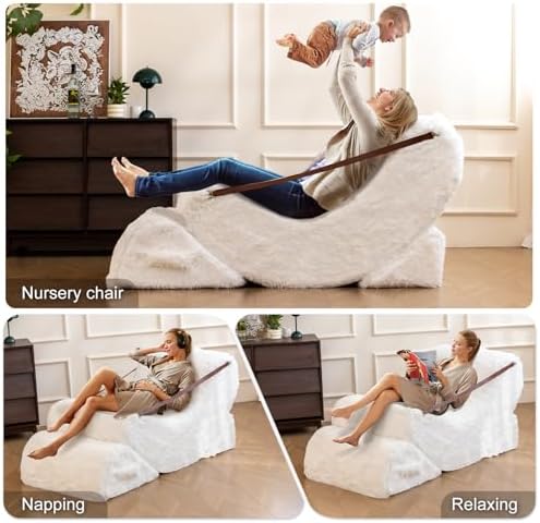 Quiet Rocking Chair, 3-in-1 Adjustable Boneless Floor Recliner for Adults