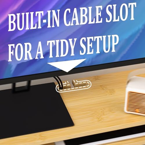 Homerays Monitor Stand with Drawer, Exquisite Computer Monitor Stand for Desk, Ergonomic Wood Monitor Stand Riser for Computer,Laptop,Printer,TV,Upgrade Bamboo