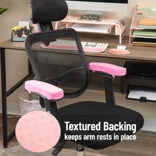 Mind Reader Air-Cloud Memory Foam Armrest Pads, Office & Gaming Chair Arm Rests, Elbow Support with Washable Cover, Black