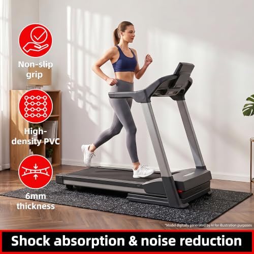 GymCope Foldable Treadmill Mat for Hardwood Floors Carpet, 6mm Exercise Mat