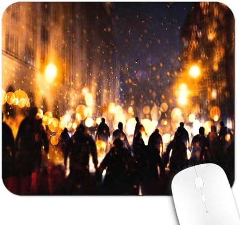 9.5x7.9 Inch Office/Gaming Mouse Pad, Zombie Burning Town Urban Chaos with Human Silhouettes in Street Print, Cute Anti-Slip Mat for Desk Decor