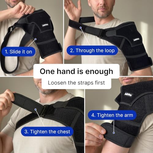 AidPRO Rotator Cuff Shoulder Brace for Men and Women Black, Universal Size