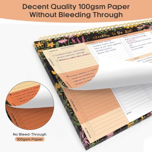 Taja Weekly To Do List Notepad, Undated Weekly Planner Pad, 8.5" x 11"