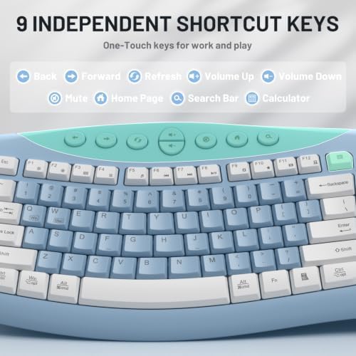 Wireless Keyboard and Mouse Combo Silent for Office,Ergonomic Curved Design