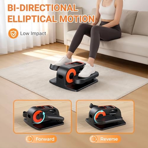 Under Desk Elliptical, Elliptical Leg Exerciser for Seniors, Home Portable Elliptical with Remote Control and 12 Adjustable Speeds, Electric Seated Pedal Exerciser