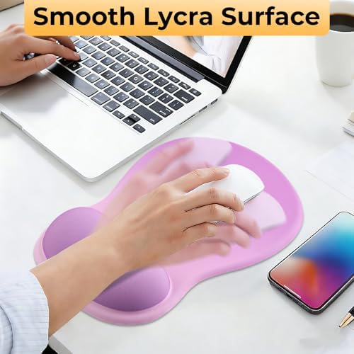 Gel Mouse Pad with Wrist Support, Ergonomic Mousepad with Wrist Rest, Gaming Mouse Pad with Soft Cushion & Non-Slip PU Base & Concave Design & Pain Relief, for Home Office Computer, Purple Gradient