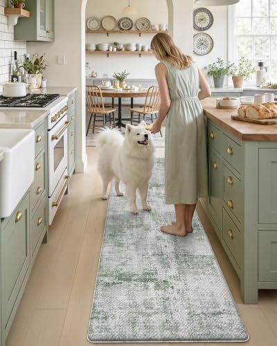 DEXI Kitchen Floor Mats Cushioned Anti Fatigue Runner Rug 23x86 Green