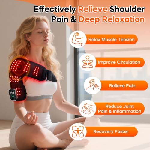 Cordless Red Light Therapy for Shoulder with Heat & Massage, FSA&HSA, Black
