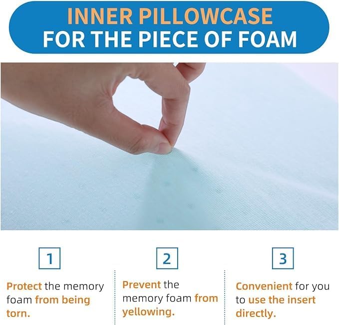 Adjustable Memory Foam Pillow's One Layer - 1 Height 2'' Insert for Cervical Pillow to Raise Pillow Height， CertiPUR-US Memory Foam Piece, Ultra Thin Pillow for Stomach Sleeper, Blue, Ultra Soft