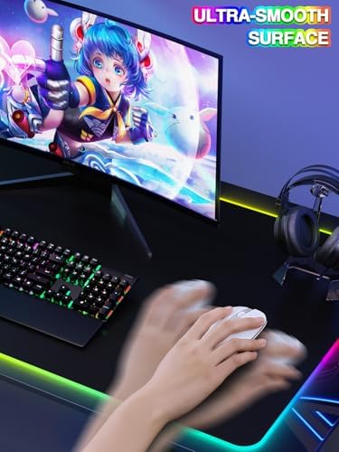 Mouse Pad with 15W Magnetic Wireless Charging, RGB Mousepad for Desk Mat, XXL Desk Pad with 11 Colors 5 Modes, Home Office Keyboard Pad Waterproof Non-Slip for PC Gaming