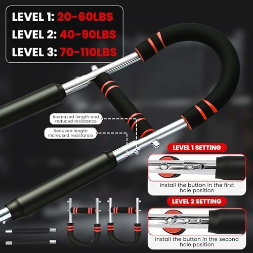 Twister Arm Trainer, Adjustable Resistance (20–130 lbs) Chest & Arm Trainer for Men & Women, Gorilla Bar Chest & Upper Body Workout Equipment, Ergonomic Home Workout Equipment with Anti-Slip Handles