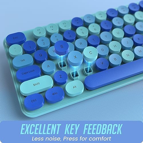 Wireless Keyboard and Mouse, Full-Sized Typewriter Keyboard Silent, Blue