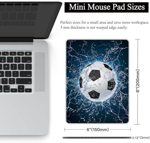 Small Mouse Pad, Mini Mouse Pad 6 X 8 Inch with Non-Slip Rubber Base for Keyboard Tray Laptops Wireless Mouse Home Office Travel, Washable & Portable (Football)