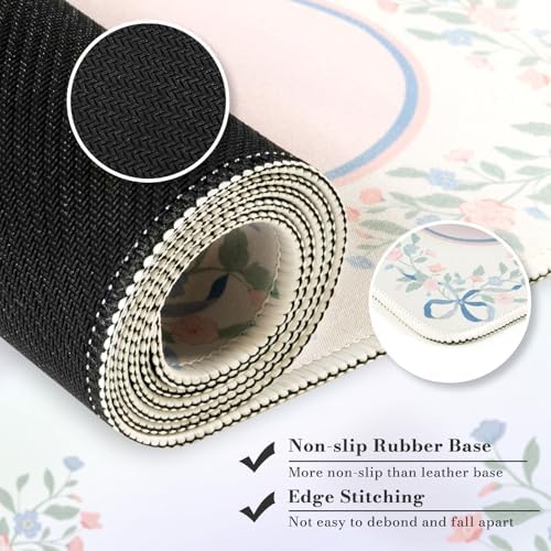 HAOCOO Girly Pink Desk Blotter, 35.4" x 15.7" Computer Mat for Vanity Decor