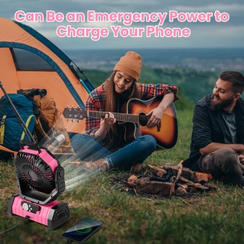 Odoland 30000mAh Camping Fan with LED Lantern, Rechargeable Battery Fan