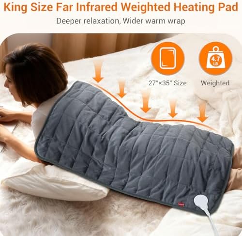 Comfytemp Weighted Extra Large Heating Pad 27"×35", Far Infrared, King Size