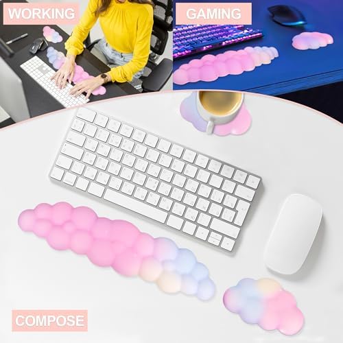 Silky Cloud Wrist Rest Set for Keyboard & Mouse, 16.9", Colorful
