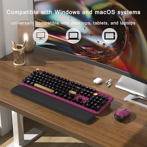 Colorful MPTOG Wireless Computer Keyboard and Mouse Combo (Black-Claret)