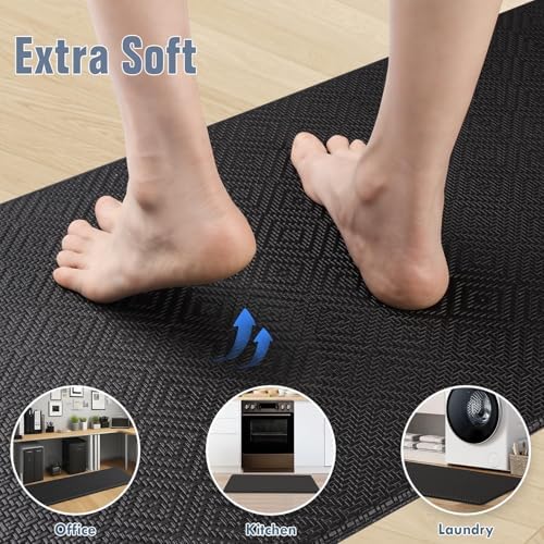 Kitchen Mat 2PCS Kitchen Rugs Cushioned Anti-Fatigue Rug Standing Desk Mat