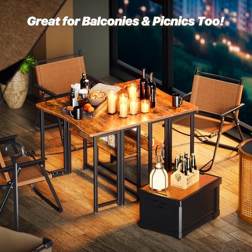 Huuger Folding Desk with Storage Shelf, 31.5 Inch Foldable Computer Table