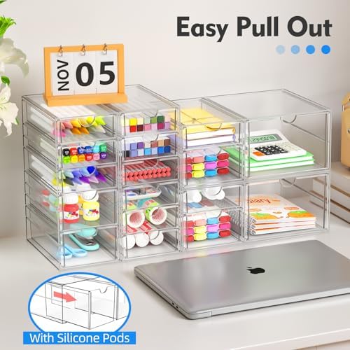 ARSTPEOE Acrylic 13-Drawer Storage & Makeup Organizer for Desk, Bath