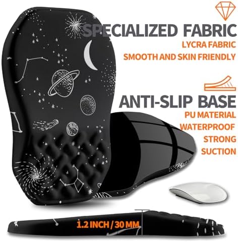 Ergonomic Slope Mouse Pad Wrist Support, Wrist Rest Mousepad for Carpal Tunnel Pain Relief with Massage Bulge and Slow Rebound Memory Foam (12x8 inch, Galactic System)
