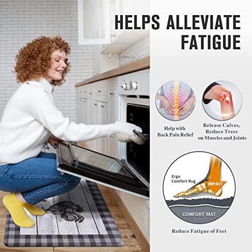 Carvapet 2 Piece Kitchen Mats Set for Floor 17x27+17x47 Anti Fatigue Plaid