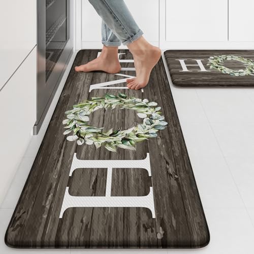 KIMODE Anti Fatigue Mats for Kitchen Floor Cushioned Standing Mat Sets of 2