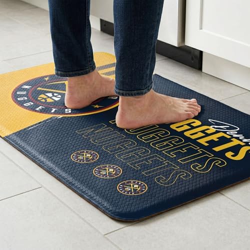 Northwest NBA Denver Nuggets Embossed Anti-Fatigue Mat, Cushioned Kitchen Floor Rug, Non-Slip PVC Standing Comfort, 18 x 30 in