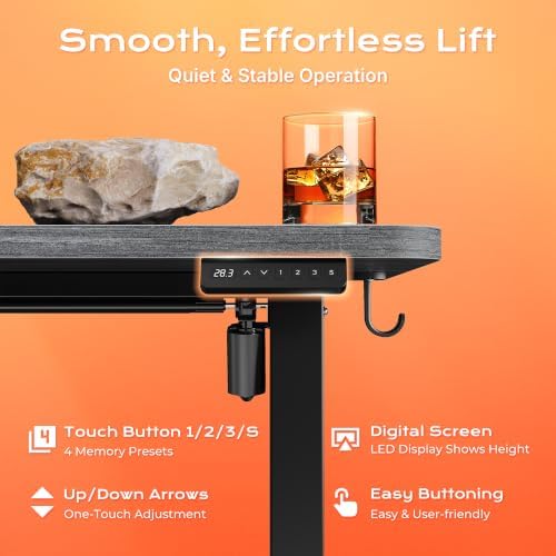 Huuger 63 X 24 Inch Electric Standing Desk with Power Outlets