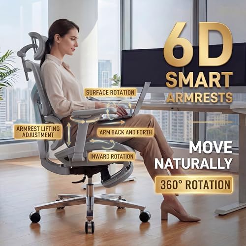 Ergonomic Massage Office Chair, Big & Tall 400lbs, Mesh, Gray