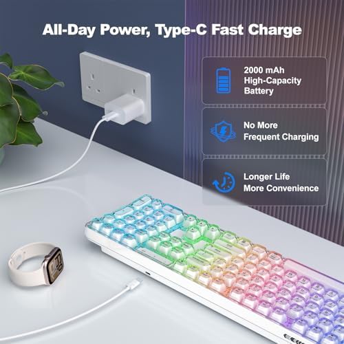 MOFII Upgraded Wireless Ergonomic Keyboard, BT/2.4Ghz Tri-Mode Ergo Keyboard with Natural Curve, RGB Backlit, Rechargeable Battery, Full-Size Keyboard for Computer/Laptop/Mac/MacBook, Pearl White