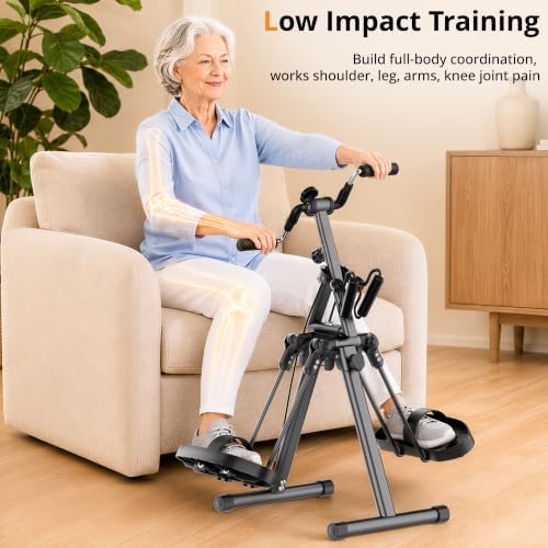 RYGEO Pedal Exerciser Bike for Seniors – Arm, Leg, Hand & Knee Elderly Exercise Equipment, Sit Down Air Walker for Total Body, Upper & Lower Limb Trainer Home Workout