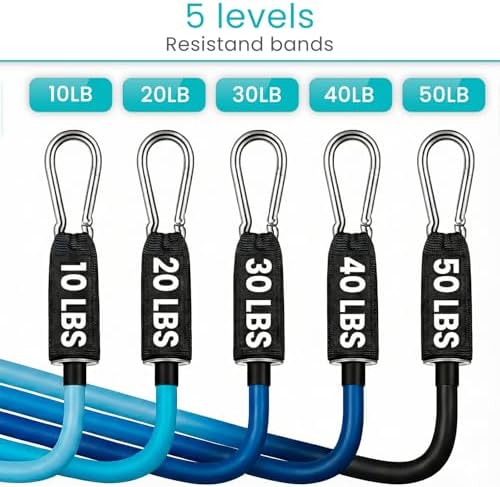 Vive Resistance Band Set (11 PCS) (With App) - Versatile Exercise Tubes with Wide Handles, Workout Poster, & Door Anchor - Adjustable 10-50 LB Tension for Full Body Home Fitness & Rehab -for Men/Women