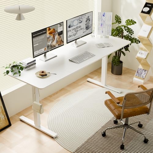 67"x24" Standing Desk, Height Adjustable Sit-Stand Home Office, White