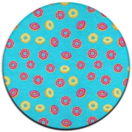 Soft Round Yoga Carpet, Large Home Decor Mat, Non Slip Machine Washable Kitchen Office Circle Rug Donut Food Pattern, 36inch