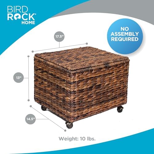 BIRDROCK HOME Rolling File Cabinet Box with Wheels, Espresso, 17.5x14.5x13