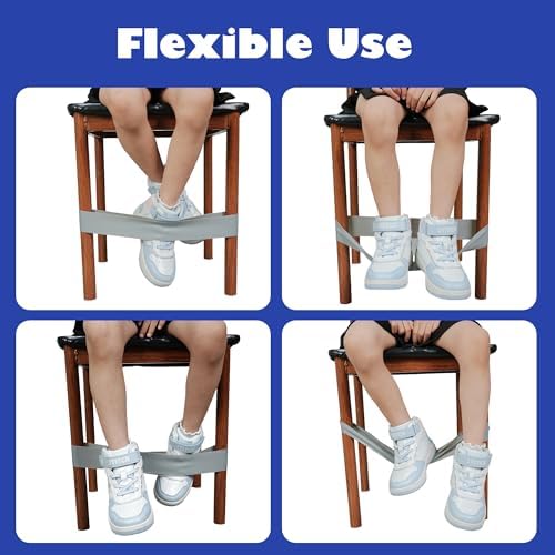 6 PCS Chair Bands With Fidgety Feet Colorful Chair Fidget Bands Desks Stretch Foot Band for ADHD Sensory Flexible Band Classroom Home Chair Fidget Tools Black