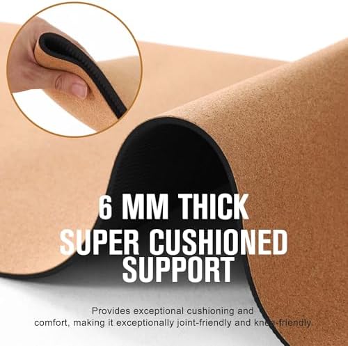 Umineux Cork Yoga Mat 1/4 & 2/5 Inch Thick 72 x 26 in