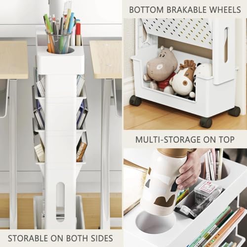 5-Tier Rolling Bookshelf Magazine Rack with Wheels Black
