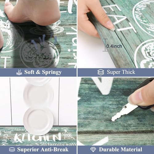 HEBE Anti Fatigue Kitchen Rugs Set of 2, Cushioned Kitchen Mats for Floor