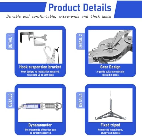 Cervical Neck Traction Device Over-The-Door, Adjustable Portable Neck Stretcher, Neck Sling for Spine Decompression, Adjustable Tension Levels Ideal for Homes, Offices, and Break Rooms