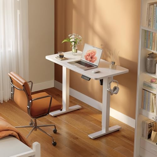 FEZIBO 32" Small Electric Standing Desk Height Adjustable Desk, White