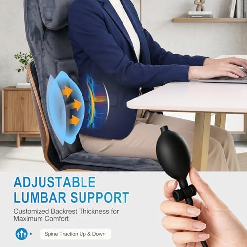 Back Massager With Heat, Lumbar Traction Seat Cushion For Home Office