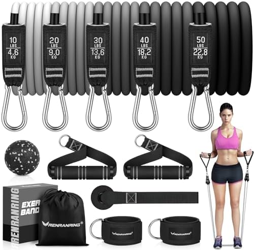 Resistance Bands with Handles, 5 Level Exercise Bands, 150LBS Workout Bands