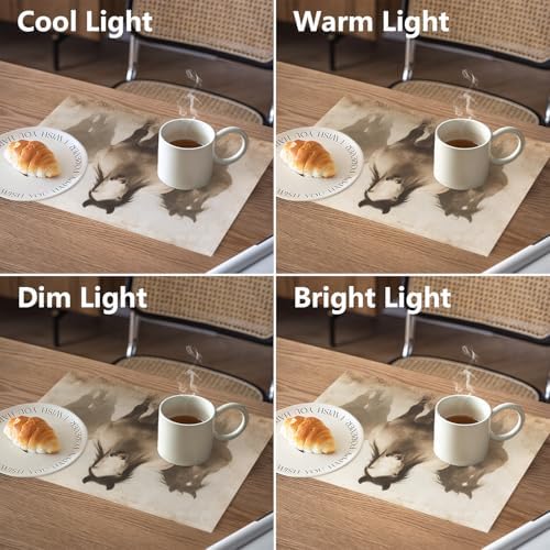 Faded Horses Linen Placemats, in Sepia Field Table Mats for Table Washable Heat Insulation Thick Dining Mat, Indoor/Outdoor 12X18 in 4 Pcs
