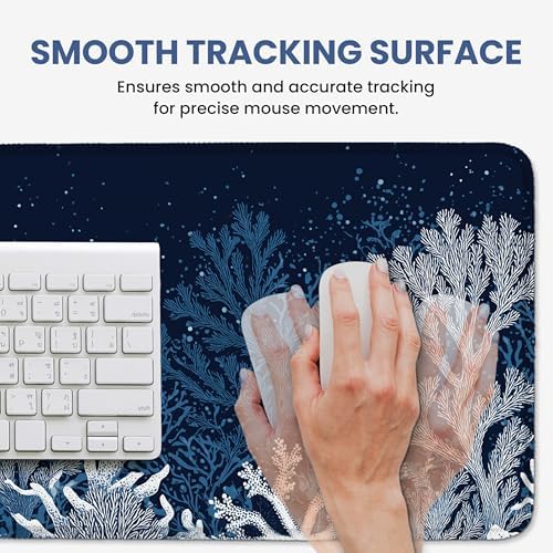 Aesthetic Desk Mat, Cute Ocean Reef Desk Pad Protector for Work & Decor, 35.4" x 15.7", Pretty Non-Slip Extended Mouse Pad for Office or Home