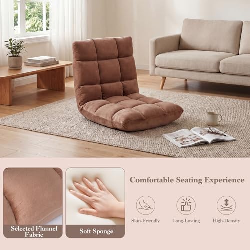 GIANTEX Floor Chair with 14-Position Adjustable, Couch Recliner (Beige)
